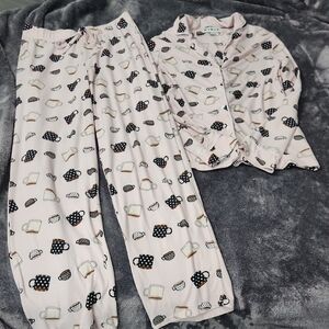 Two-Piece Pink Cup Print Pajama Set